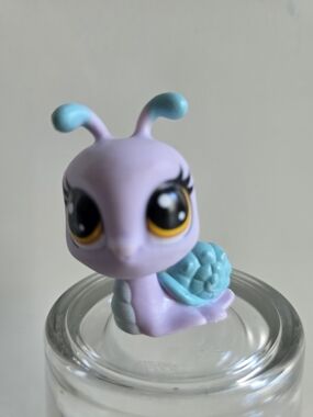 3/$22 Littlest Pet Shop # 1-89 Sue Snailby Purple Teal Shell Snail Orange Eyes